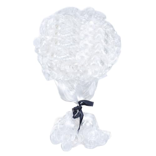 VIKSAUN Peruca homens renascimento encaracolado trança branca rei duque carroco poeta Casanova nobre trança juiz magistrado barroco compositor Halloween carnaval festa temática (branco)