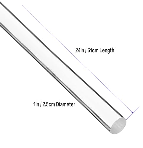 Image of 2pcs 1 inch Dia x 24 inch L Clear Acrylic Lucite Rod Dowel for DIY Projects Crafts Curtain Rods &More, Plastic Rod, Durable and Sturdy Acrylic Material
