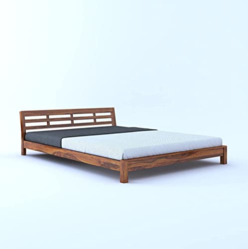 Image of SANKAT MOCHAN Industries Solid SHEESHAM Honey Brown Wooden King Size Bed Double Bed Furniture for Bedroom Living Room, Home & Hostel Rooms (Honey Finish) Matters Size (6 * 6.5) (King (U.S. Standard))