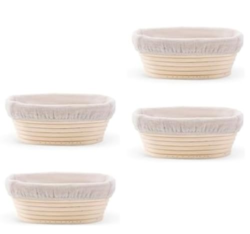 YJIUYUANQ Oval Bread Proofing Basket Oval Sourdough Proofing Bowls for Artisan Bread Making for Professionals and Home Bakers,Set of 4PCS,21x15x8cm