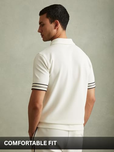 Image of Leriya Fashion T Shirt for Men | Polo T-Shirt for Man | Men's Half Zip Polo | Lightweight Breathable Summer Wear | Textured Knit Casual Stylish Tee | Short Sleeve Smart Casual Top for Man