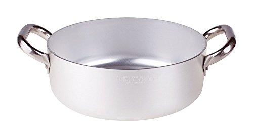 Pentole Agnelli ALMA10622 Sartenes de aluminio profesional de 3 mm, cacerola baja con 2 asas, 3.4 L