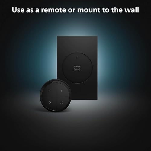 Philips Hue Wall Tap Dial Light Switch, Portable, Black - 1 Pack - Requires Hue Lights and Hue Bridge - Smart Home - Easy, No-Wire Installation