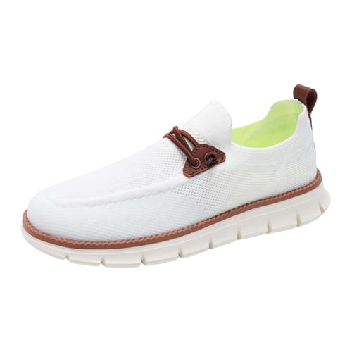 Generisch Zapatos de traje para hombre, Breeze Urban Schuhe Sportschuhe Laufschuhe Sneaker Fitness Jogging Walkingschuhe Leichtgewichts atmungsaktiv Freizeit Straßenlaufschuhe Schlüpfen Schuhe, Blanco