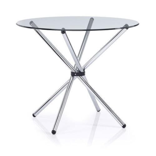 GLAZO Modern Round Glass Stanless Steel Table Stand only Without Glass. Capacity of Table to Hold Size 30' Upto 36' Round or Square Shape
