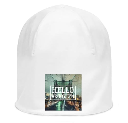 Bonnet slouch blanc Hello Brooklyn en coton fin extensible taille unique