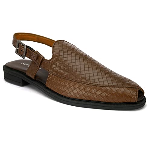 Image of San Frissco Men's Casual Mules with Leatherette Textured Design /Ethnic Jutis and Mojaris for Wedding,Occasions,Parties /Peshawari Loafers Slip-On Shoes for Men /Comfortable Fit for Everywhere