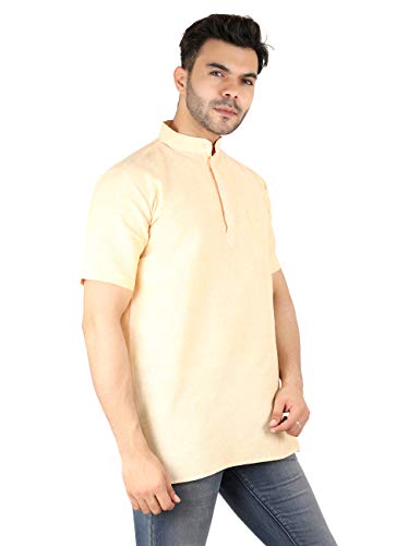 Image of LATEST CHIKAN Men's Cotton Regular Casual Strped Short Kurta Half Sleeves - (SK-LJ.DS.AS)