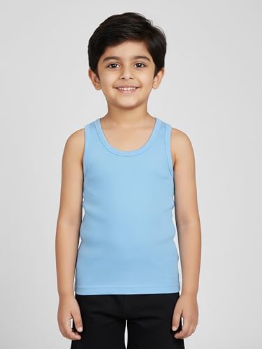 Image of KiddoPanti Boys 100% Cotton Vest Pack of 3 | Cotton 1x1 Rib Knit Sleeveless Innerwear | Soft & Breathable Kids Vest