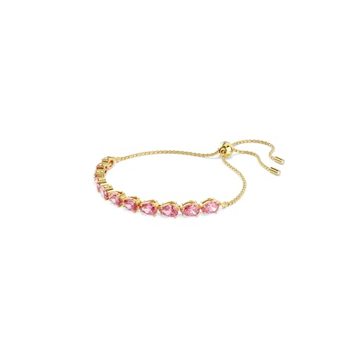 Swarovski Matrix bracelet, Pear cut, Pink, Gold-tone finish2
