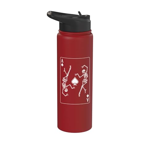 Image of Skeleton Ace of Spades Playing Card Poker Gambler Gothic Stainless Steel Insulated Water Bottle