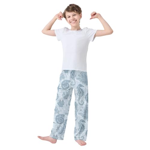 Boys' Pants Marine Stars Seahorse Coral Blue Long Bottoms Jogger Pants Elastic Waist Trousers with Pockets S-XL2
