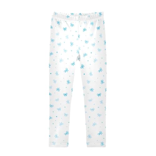 Girls Leggings Size 4T Blue Bow Dot Soft Stretchy Pants Breathable Girl Clothes for Workout Dance