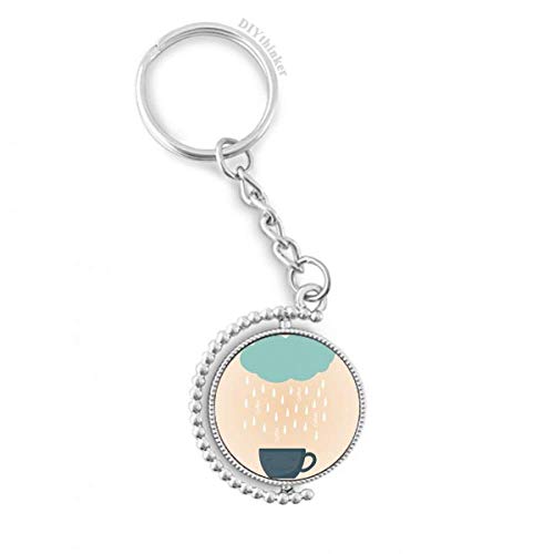 Porte-clés météo rotatif nuage de pluie avec sourire DIYthinker en métal multicolore