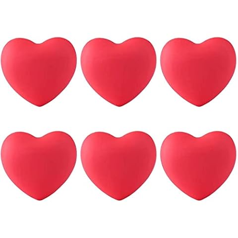 Door Knobs, 6Pcs/10Pcs Soft Rubber Cabinet Knobs Cartoon Heart Shape Dresser Knobs, Cabinet Pulls Handles for Kitchen Cabinet Kids Bedroom Cabinet (6,Red) Cover