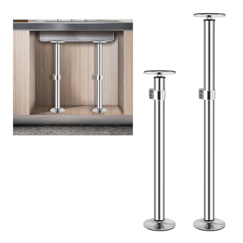 Undermount Sink Brackets Stainless Steel Undermount Sink Support Brackets 17.8-31 Adjustable Support Pole Sink Brackets Repair Kit for Kitchen Bathroom (2 Pack)
