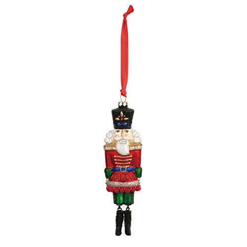 DEMDACO Nutcracker Rosy Red 8 x 3 Blown Glass Holiday Decorative Hanging Ornament