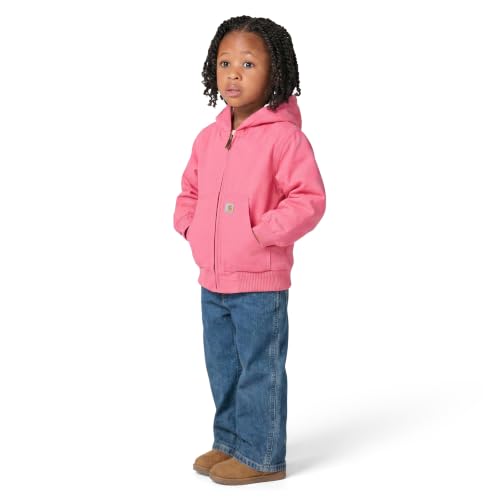 Image of Carhartt Baby Girls Sherpa-Lined Hooded Canvas Zip-Up Jacket