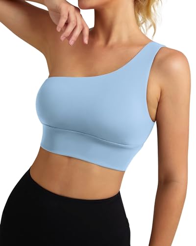Image of Queenie Ke Womens One Shoulder Sports Bra Left Side Strap Yoga Bras Gym Training Workout Crop Tops