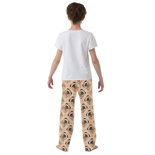 Boys' Pants Cute Pug Orange and Dog Paws Long Bottoms Jogger Pants Elastic Waist Trousers with Pockets S-XL3