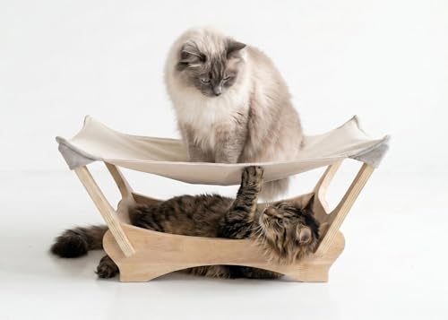 Large Sisal Cat Scratcher Bed, Wooden Lounge for Large & Multi-Cat Homes