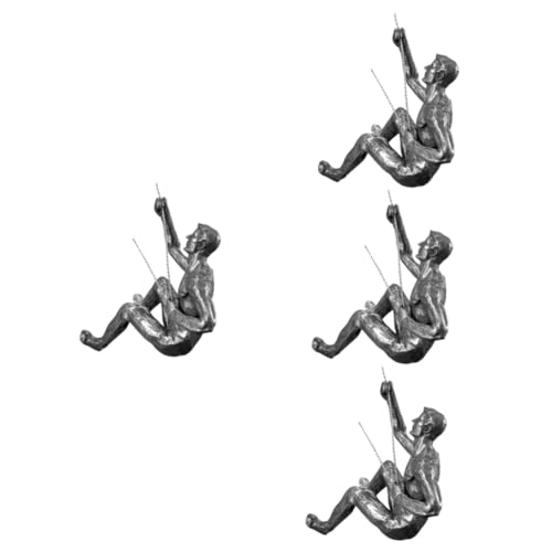 Ornement élégant d'art industriel : lot de 4 statues murales d'hommes grimpants pour l'intérieur