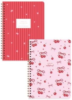 PAPERORA A5 Spiralli Karton Kapak 2’li Set Düz Çizgisiz Okul Defteri 80 yaprak, Ders Programlı Kiraz - Görsel 7