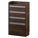 ぼん家具 日本製 カウンター下収納 引き出し チェスト 4段 木製 幅45×奥行21.7×高さ80cm キッチン収納 薄型チェスト おしゃれ ウォールナット
