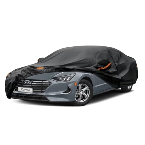 Kayme Sedan Car Cover Fit for Hyundai Sonata/Hybrid (1989-2025) Automobiles All Weather Waterproof, Outdoor Cover Sun Rain Protection, with Lock and Z