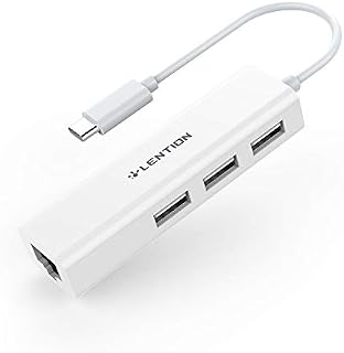 LENTION USB C to 3 USB 2.0 Ports Hub with RJ45 Ethernet LAN Adapter Compatible 2020-2016 MacBook Pro 13/15/16, New Mac Air, MacBook 12, Surface Pro 7/Book 2/Go, Chromebook, More (USB2.0, White)