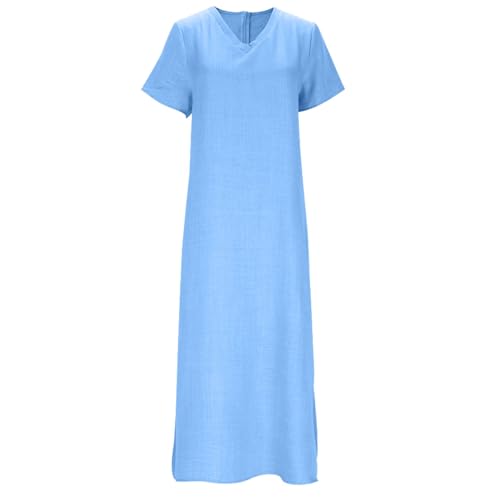 Robe longue en lin fluide pour éviter la chaleur printanière avec style décontracté - 3