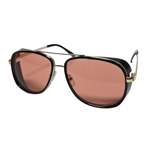 Men's Stylish Large Square Frame Blue Light Blocking Alloy Sunglasses UV400 Protection Lightweight Trendy Eyewear for Driving