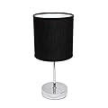 Simple Designs LT1195-BLK 11.81" Subtle Sparkle Basic Chrome Mini Table Lamp, for Living Room, Bedroom, Office, Black Shade