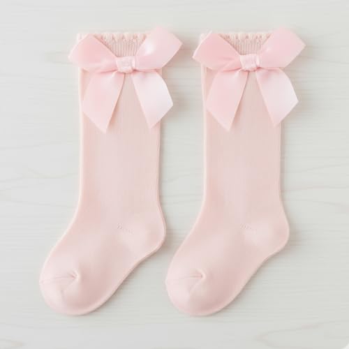 Image of SYGA Baby Long Socks Cotton, Over The Knee, No Tightness, High-Top, Bow Pattern
