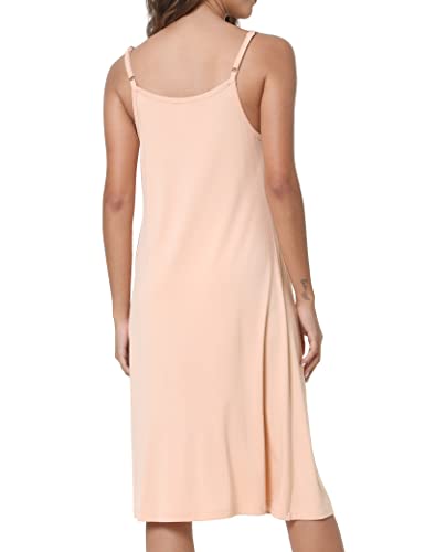 Gys Bamboo Nightgown For Women Sleeveless Sexy Full Slips Soft Chemise Sleepwear Loose Night Shirt Pajama Dresses S-Xxl, Beige, X-Large #TOP1