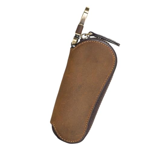 Bolso de cuero genuino ligero para evitar arañazos y organizar llaves de coche con cremallera