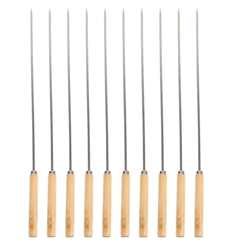 GAROZATION Brochetas de Kebab de Acero Inoxidable para Parrilla 10 Piezas Mango de Madera 12.99 Pulgadas Reutilizables para Fiestas Familiares y Camping