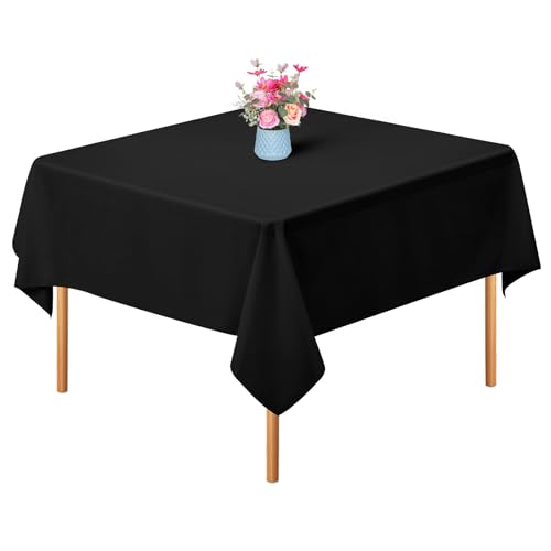 Teruntrue Lot de 1 nappe noire en polyester pour table carrée de 52 x 52 pouces, en tissu polyester résistant aux plis et lavable, pour décoration de...