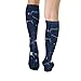 4SEE Women's Outdoor Casual Fashion Crew Socks, Lightweight Elastic Constellation Galaxy Starry Night Stars Glow In The Dark Midnight and Ultra Soft Sock for Running, Hiking, Walking Wear