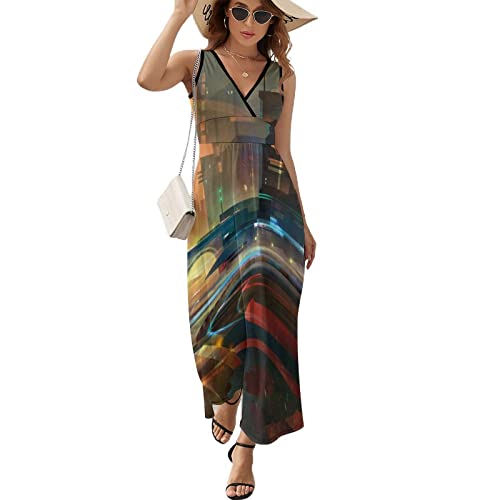 Robe évasée femme manches moyennes vêtement été multicolore taille M