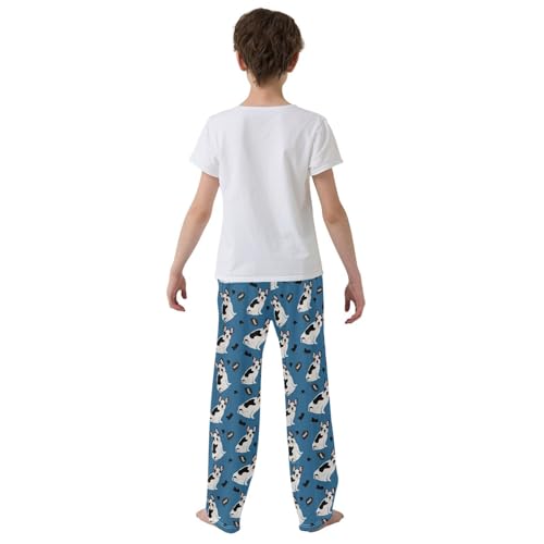 ZZKKO Cute French Bulldog Blue Boys Pants for Kids Jogger Pants with Pockets S-XL3