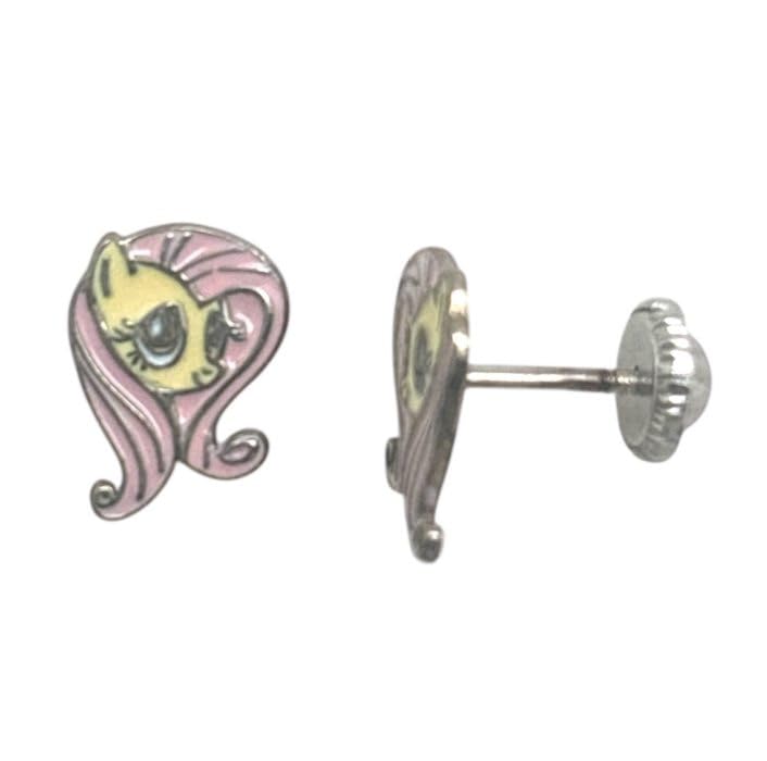 Pendientes Fluttershy My Little Pony sin alergias y con rosca anticaídas para niña
