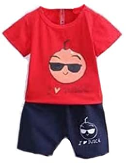 Bold N Elegant Half Sleeve I Love Juice Face Print T-shirt with Shorts Summer Clothes for Infant Toddler Baby Boy Girl