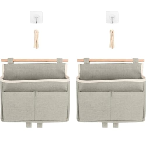 SHMSHNG Organizador colgante de 2 unidades, almacenamiento colgante, organizador de pared, organizador de puerta, almacenamiento de lino para el hogar, oficina, baño, habitación infantil (gris)