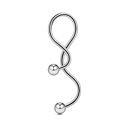 Ruifan Spiral Navel Ring Kit Twister Industrial Ear Belly Ring Barbell 14G 1 1/2Inch (38Mm) 6Pcs - Mix Color #TOP1