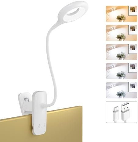 HECDSTLY Clip on Reading Light for Bed Headboard, Battery Rechargeable ...