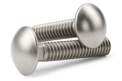 Image of IMScrews 1 /4 inch-20 x 1 /2 inch Carriage Bolts, Round Head & Square Neck, Full Thread, 304 (18-8) Stainless Steel, Pack of 10