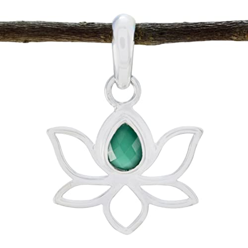 Pendentif en argent 925 et onyx vert poire pour femme élégante