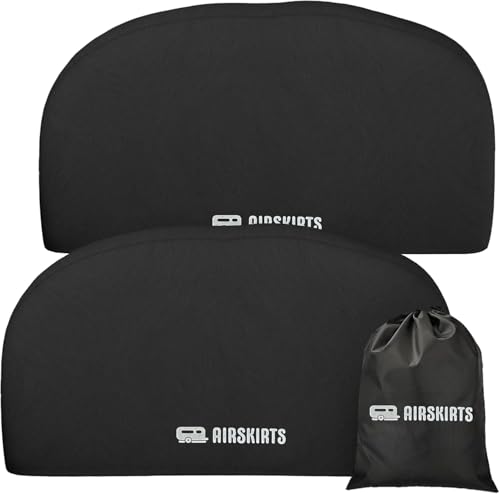Dual-Axle RV Tire Covers for Trailers RVs Campers Waterproof and UV Resistant Thick Durable Protection Fits 27-30 Tires Trailer Wheel Cover by AirSkirts (Set of 2)