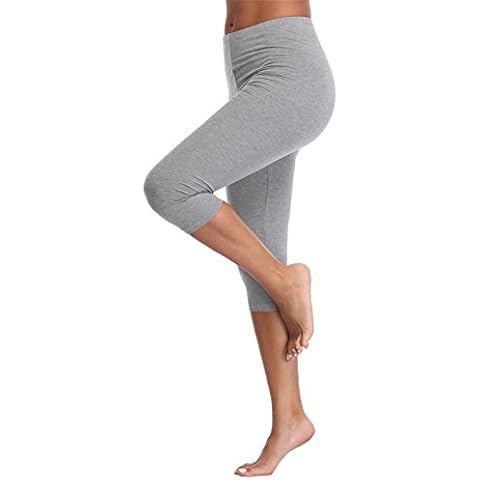 Kotii Women's Summer Capri Leggings Plus Size Crop Leggings Cover